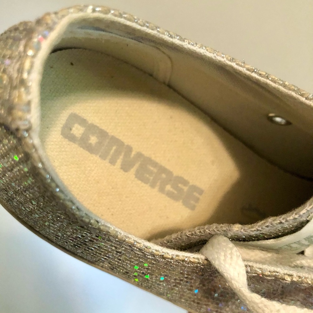 CONVERSE Chuck Taylor All Star Silver Glitter Holographic Sneakers 6 EUC - Picture 8 of 10